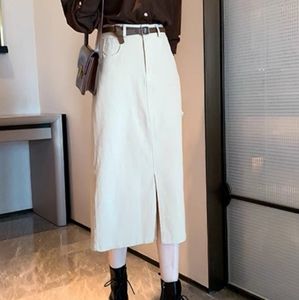 Brand new Cotton Denim Midi Skirt with Belt